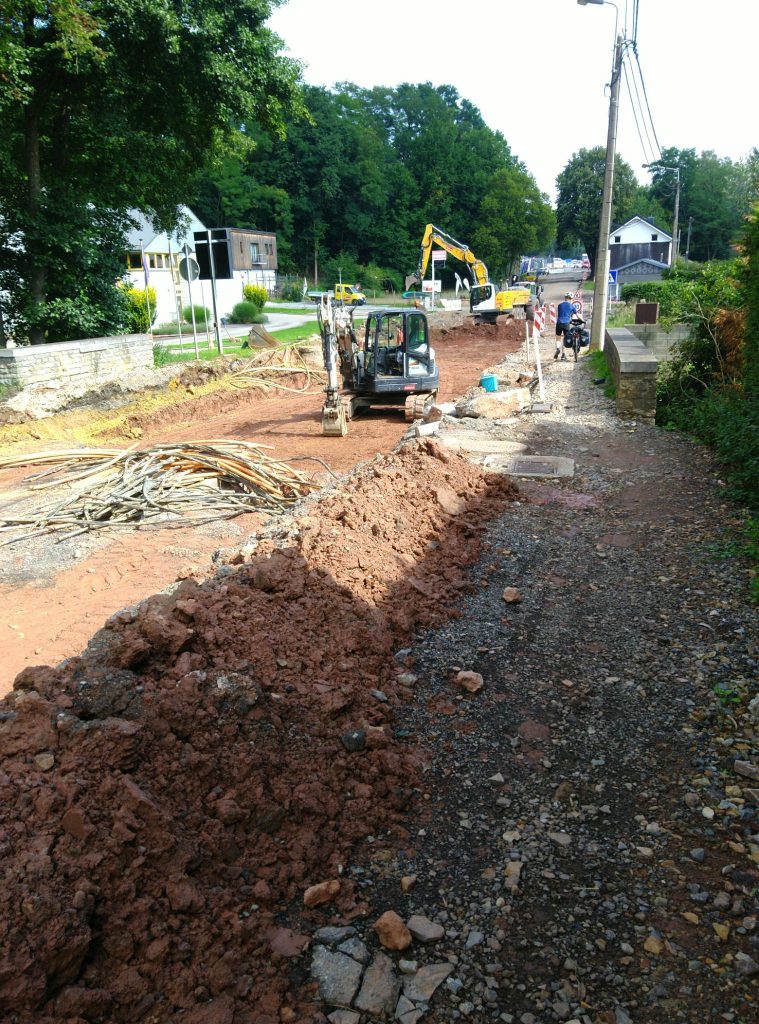 Straßenbaustelle in Stavelot